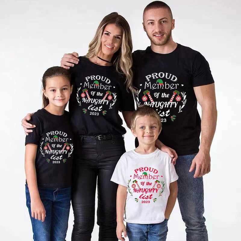 

Семейные сочетающиеся рождественские топы, эксклюзивный дизайн, гордый член списка непослушных, семейная Рождественская футболка