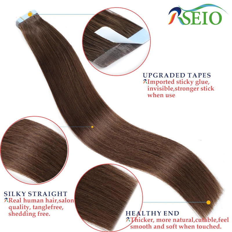 Высококачественные прямые накладные человеческие волосы RSEIO 100% натуральные