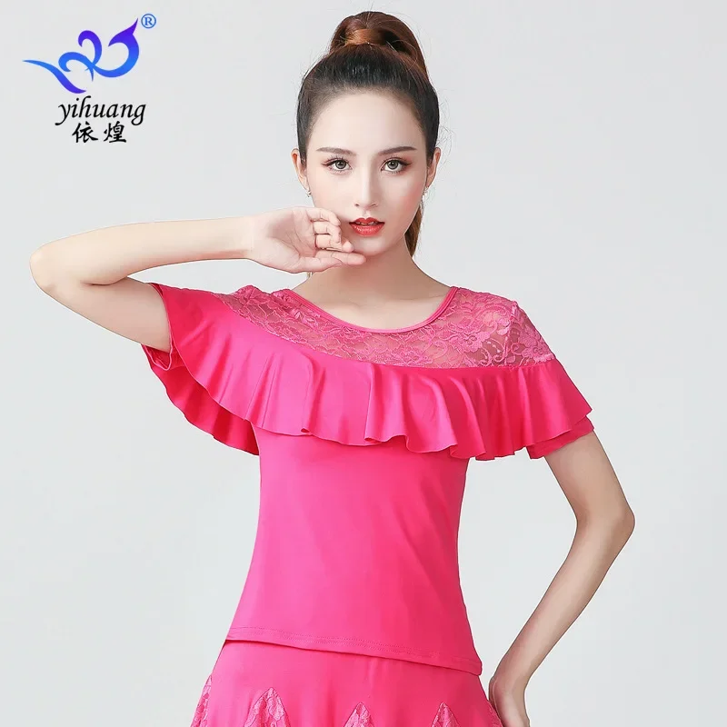 Новая танцевальная одежда с коротким рукавом для бальных танцев и