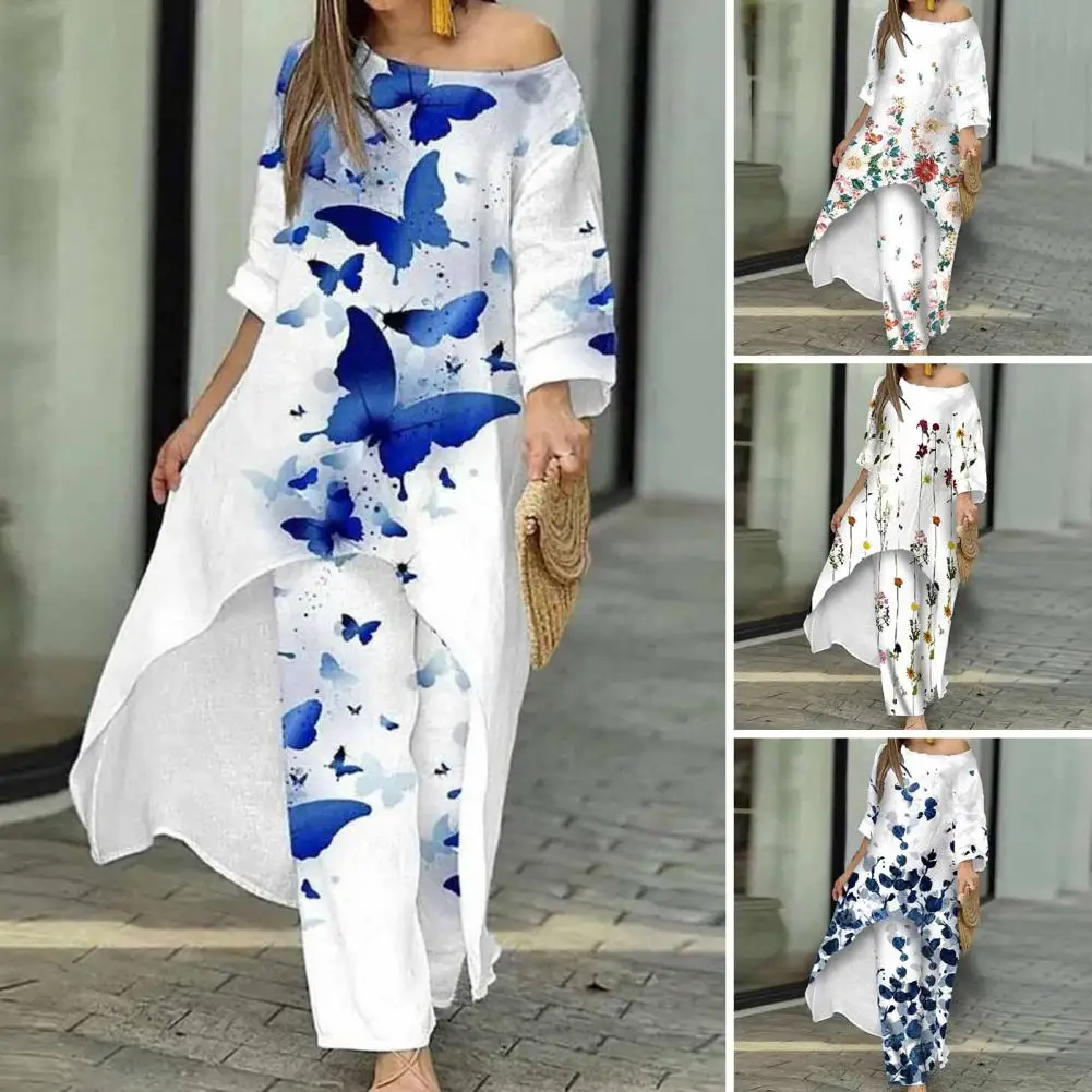 

Лето 2023, женские спортивные костюмы с широкими штанинами и цветочным принтом, повседневные хлопковые подходящие костюмы ZANZEA, богемные штан...