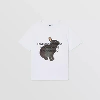nigo childrens summer bunny letter print round neck short sleeve white t shirt nigo37216
