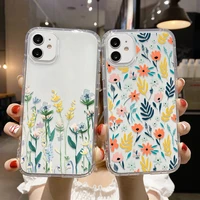 luxury fashion flower transparent phone case for iphone 11 12 pro max 13 mini x xs xr 7 8 plus 6 s se 3 2022 cute soft tpu cover