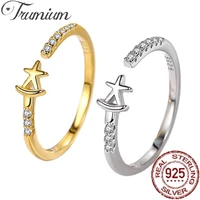 trumium 100 925 sterling silver star opening rings for women zircon fine jewelry personality stackable engagement wedding bands