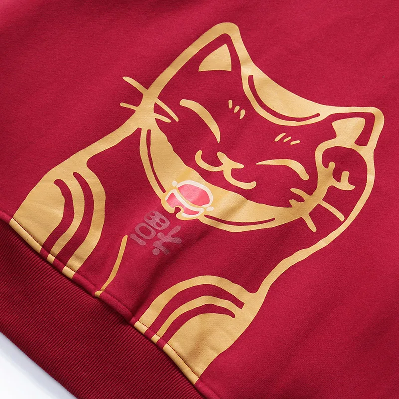 2023 уличная одежда худи в стиле хип-хоп Lucky Cat Мужская Толстовка Harajuku с капюшоном