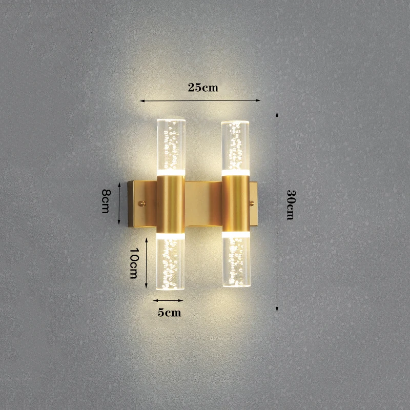 Скандинавская Современная Минималистичная Золотая настенная лампа с двойной