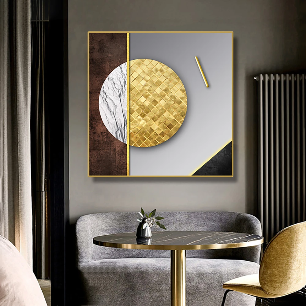 Скандинавский абстрактный Золотой роскошный постер и печать на холсте