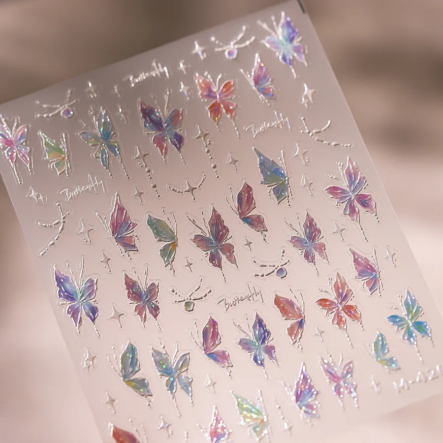 Акриловые гравированные наклейки для ногтей золотая линия розовый дизайн