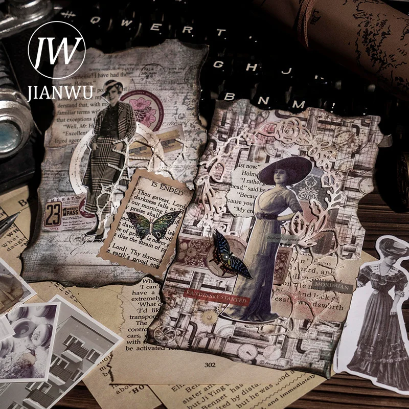 

JIANWU 30Sheets винтажные персонажи художественный журнал материал Васи наклейка, сделай сам, скрапбукинг основные украшения канцелярские наклейки