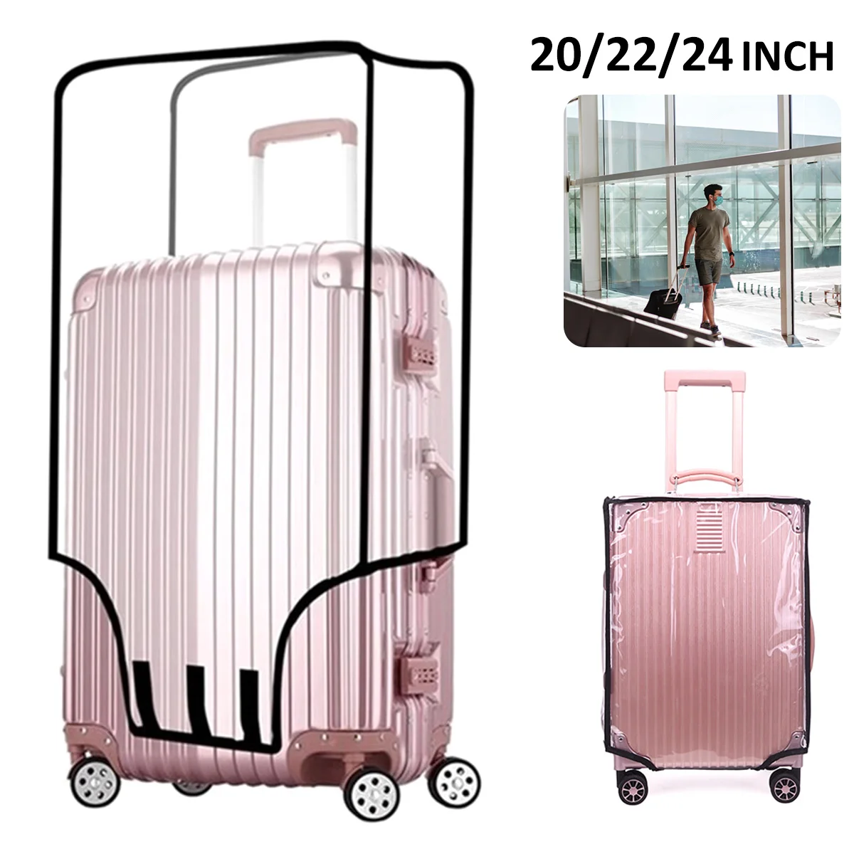 

Full Transparent Luggage Protector Cover Thicken Suitcase Protector Cover PVC Suitcase Cover Rolling Luggage Cover Wholesale