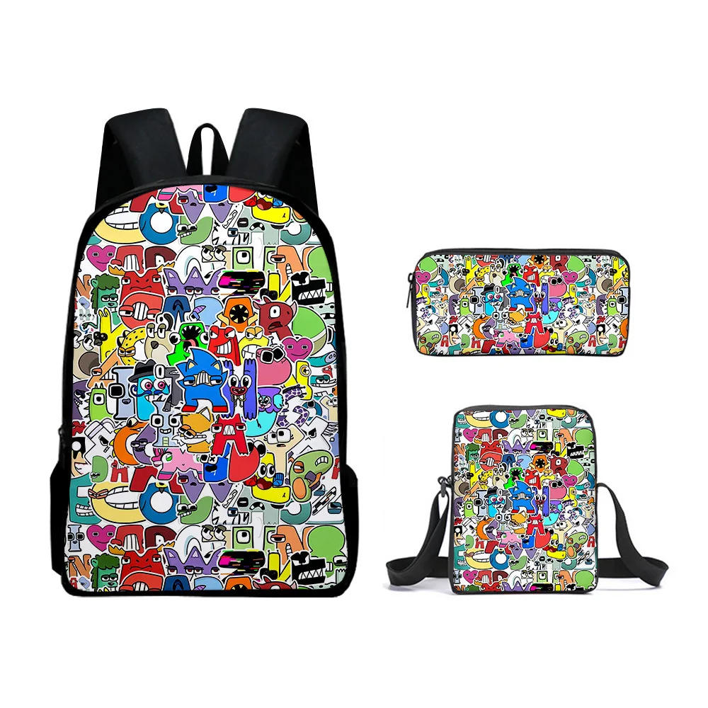 

Around The Game Alphabet Lore Letter Legend Three-piece School Bag Student Backpack Shoulder Bag Pencil Case Children's Gifts