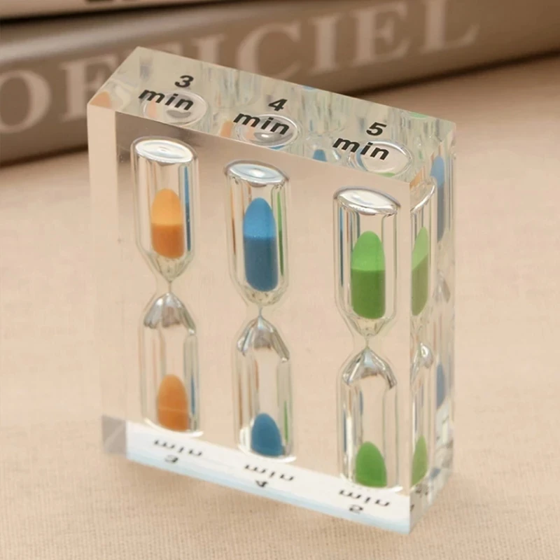 

1/2/3 Minute Colorful Hourglass Timer Three-In-One Acrylic Hourglass Sandglass Sand Timer Clock 3+4+5 Minutes Sand Clock Timers