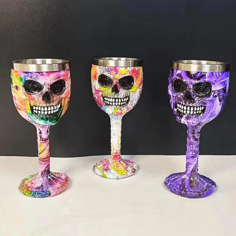 

Skeleton Head Wine Cup Resin Drink Wine Goblet Skull Shape Halloween Cocktail Party Cup Bar Tool For Home Bars Cafe Friend Gift