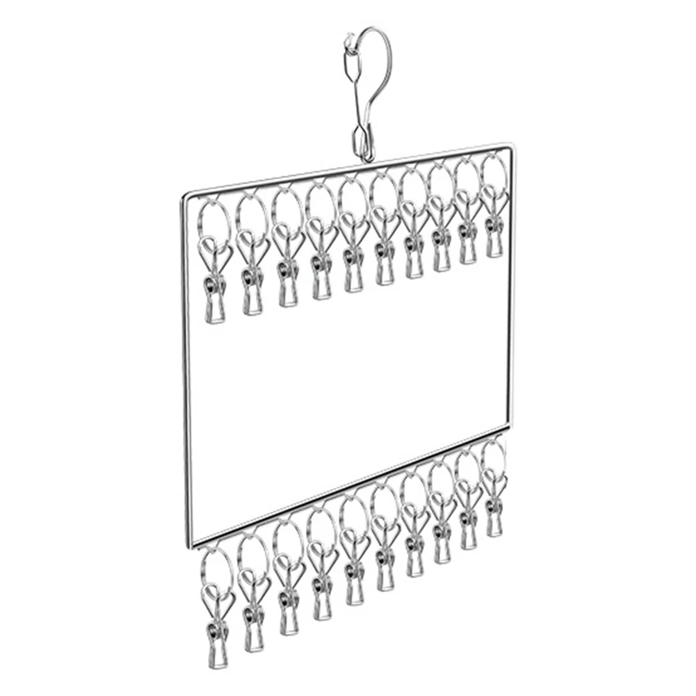 

Stainless Steel Multi-layer Drying Rack Heavy Duty Socks Underwear Drying Clip Household Baby Dormitory Balcony Windproof Hook