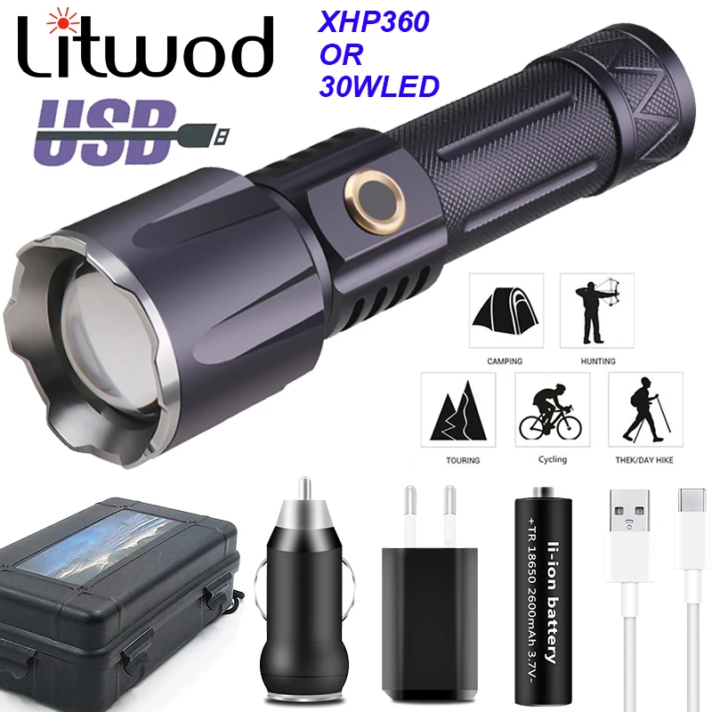 

XHP360 / 30WLED Led Flashlight High Quality Tactical Fishing Hunting Aluminum alloy Torch Power bank Lantern For 18650 26650