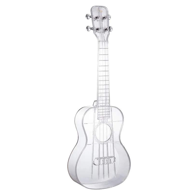 Transparent Plastic Ukulele Travel Guitar Silent 4 String Bass Ukulele Bag Adult Guitar Practice Musical Instruments Guitar