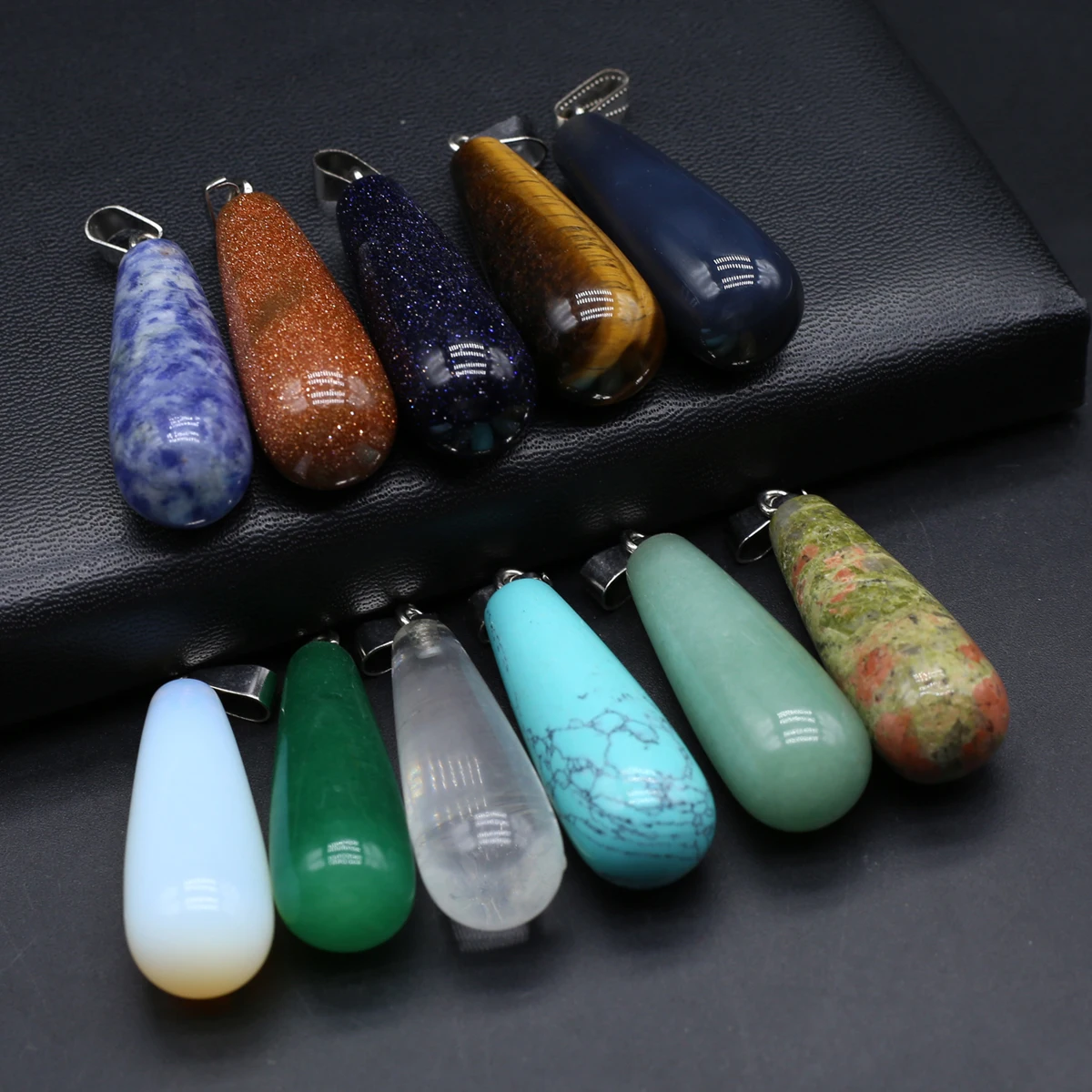 

10PCS Charming Natural Stone Crystal Agate Turquoise Droplet Shape Pendant Jewelry Making DIY Necklace Earrings Accessories Gift