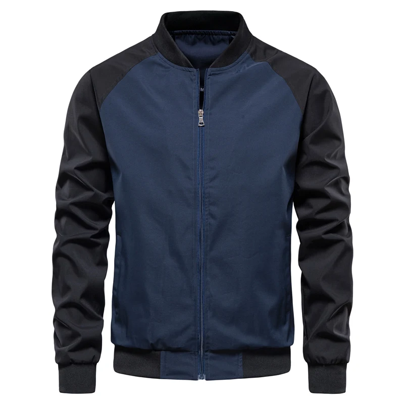 

2022 Patchwork Sleeve Jacket Men Casual Basic Stand Collar Mens Bomber Jacket New Autumn Quality Zipper Jacket for Men