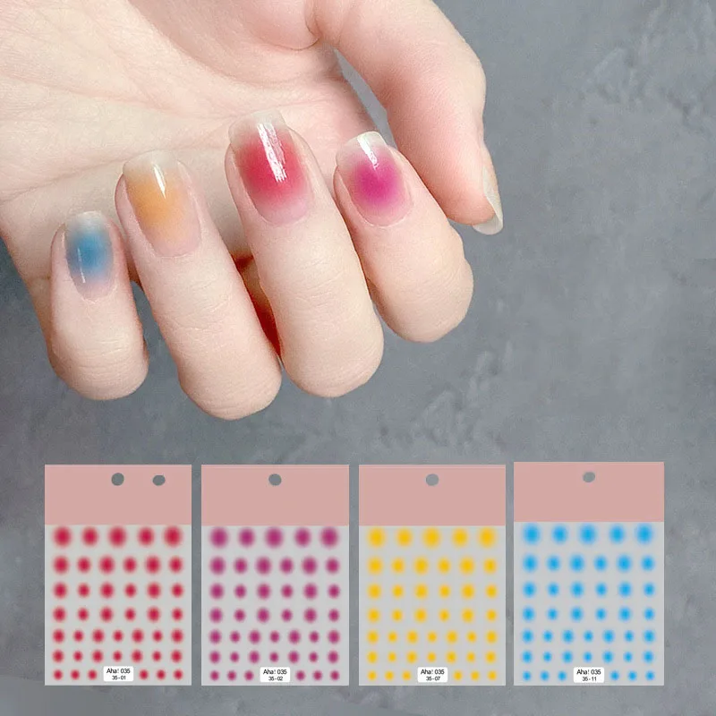 

1Sheet Gradient Nail Sticker 3D Colorful Dot Sliders Japanese Style Ombre Nail Design Translucent Gel Polish Wraps Decal LIR-UE4