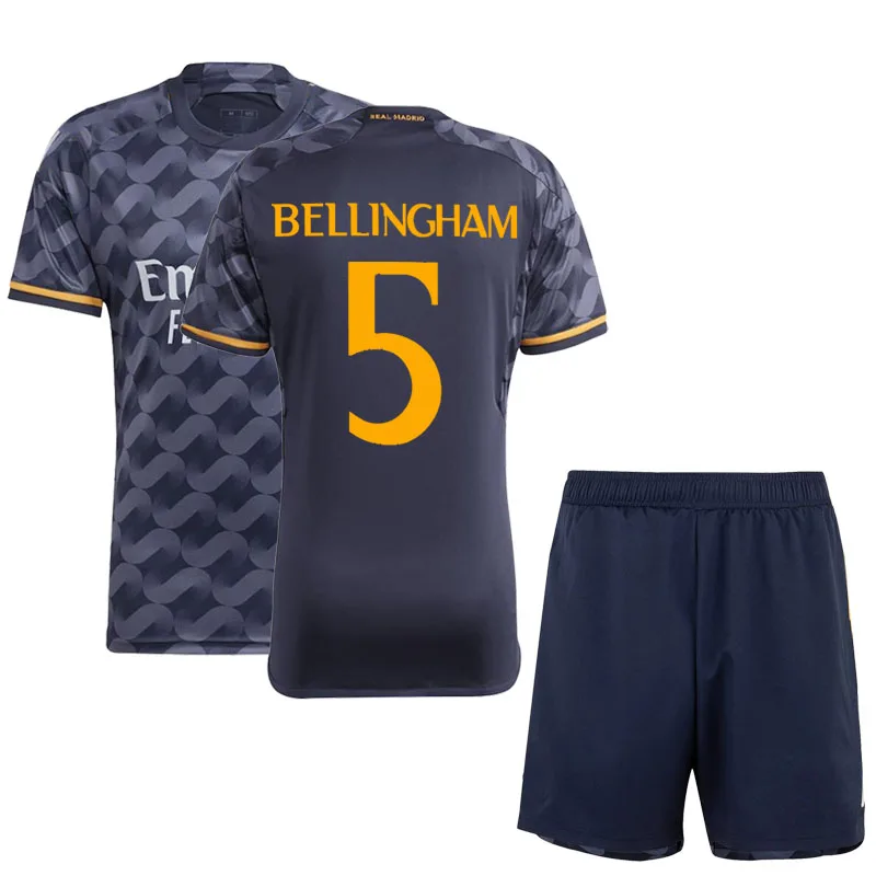 

2023 New Dark Blue Short sleeves Clothing Adult and Kid kit ReaI MADRlD Customized shirt set