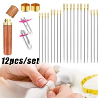 12pcs elderly needle side hole blind needlesewing ringhand household sewing stainless steel sewing needless threading apparel