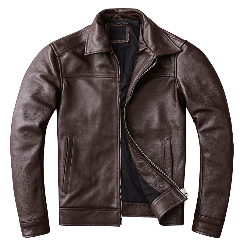 

Cow Slim New Genuine Cowhide Autumn Men's Jacket Clothes Size Spring Casual Leather Clothing Men 6XL Real Mens Leather Asian