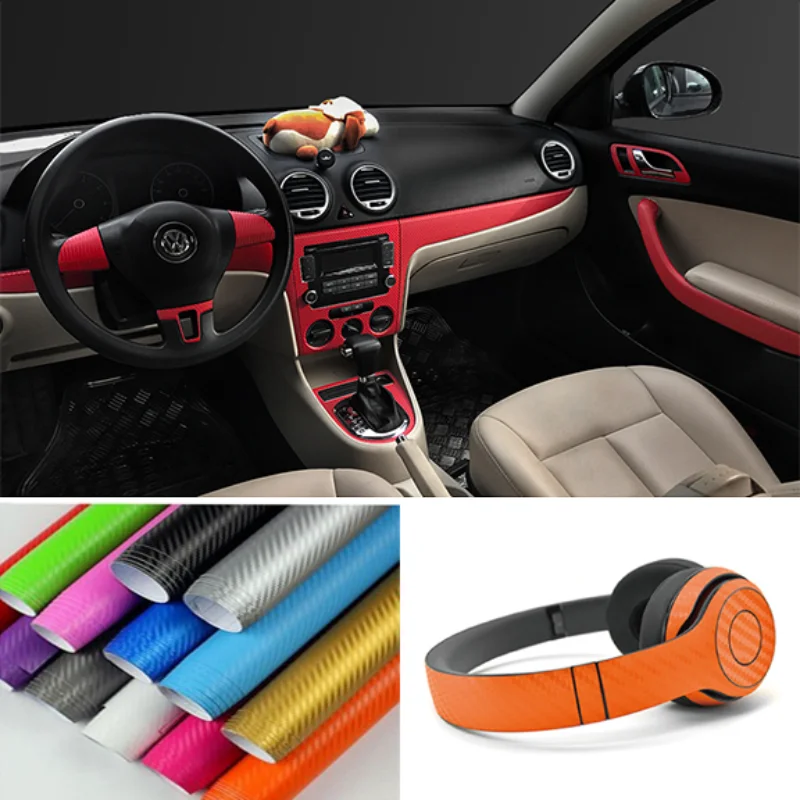 

Carbon Fiber Car Stickers Universal DIY Styling Colorful Car Wrap Roll Decal for Computer Foil Console Laptop Skin Phone Cover