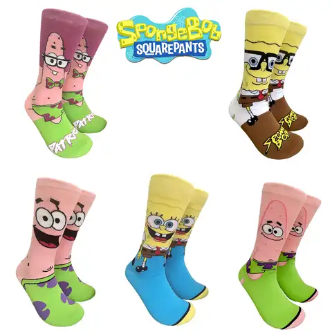 Носки Губка Боб, индивидуальные носки с мультяшным рисунком, мужские носки для косплея, носки для взрослых в стиле хип-хоп, хлопковые носки д...