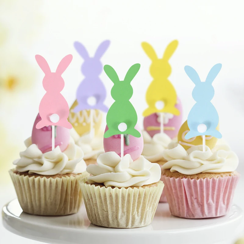 

5/10pcs Cute Cartoon Rabbit Cupcake Topper Happy Easter Bunny Cake Toppers for Kids Birthday Party Favors Easter Cake Decoration