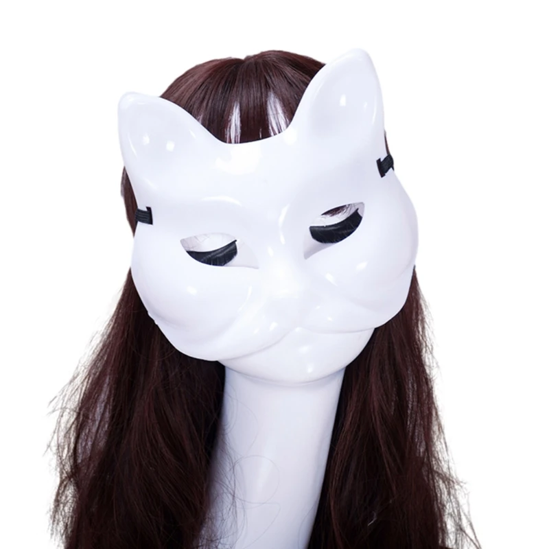 

Белые маски «сделай сам», лиса, лицо кошки, пустые маски ручной росписи, красные полулицевые маскарадные маски для косплея, искусственное украшение