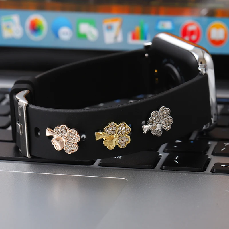 1 шт. декоративные подвески для ремешка Apple Watch силиконовый блестящий браслет