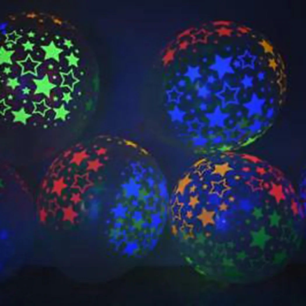 

Luminous Party Balloons Clear Latex 12 Inch Neon UV Blacklight Reactive Star Points Balloon DIY Birthday Christmas Wedding Decor
