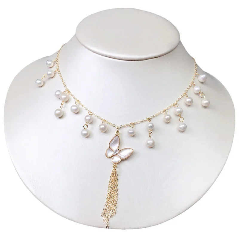 

Natural Freshwater Pearl Necklace for Women All-Match Light Luxury Necklace Clavicle Chain