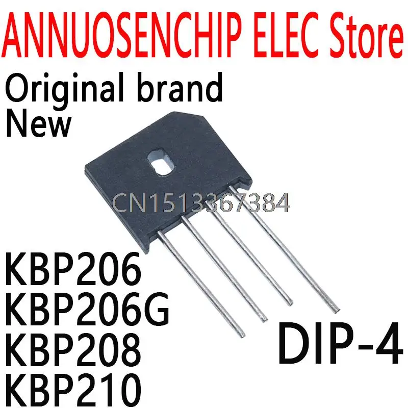 Новые и оригинальные 2А 600 в KBP206 KBP206G KBP208 KBP210, 10 шт.