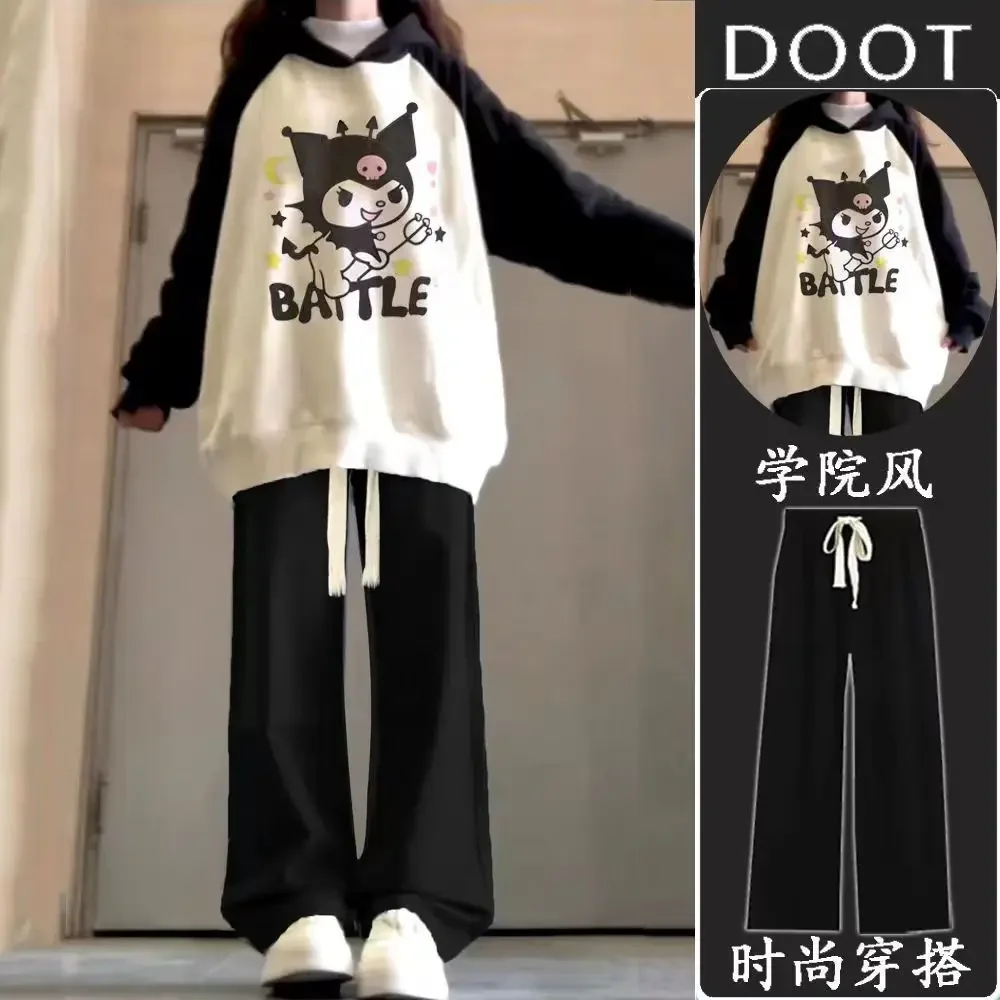 Sanrio Kuromi осенне-зимний свитшот с рукавами реглан для девочек милый стиль +