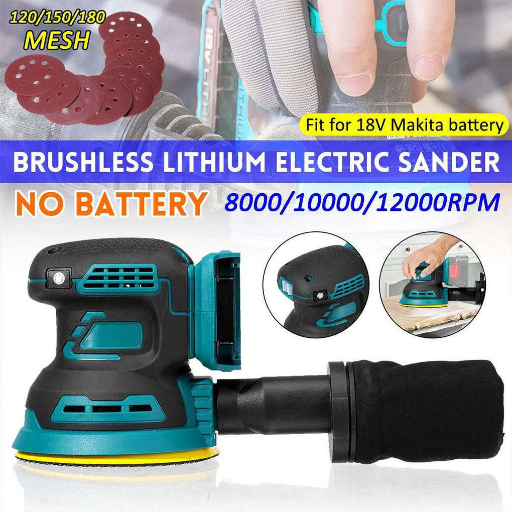 

Brushless Sander Nonslip Handle 3 Mode 8000/10000/12000RPM Wood Grinder Desk Cabinet Polishing Machine Woodworking Tool