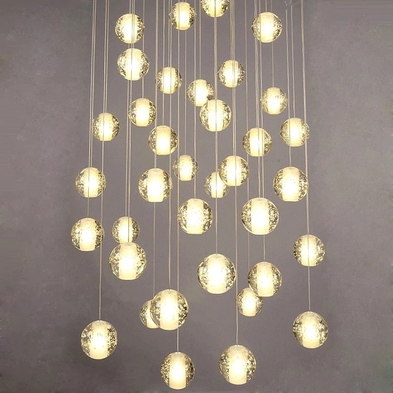 

Chandeliers Light Modern Crystal Led Staircase Luxury Cristal Ball Hanging Pendant Lamp For Living Room Long Hallway Home Indoor