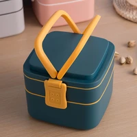 portable double deck bento box with lid for office japanese student fitness meal microwave heated lunch box for kids container