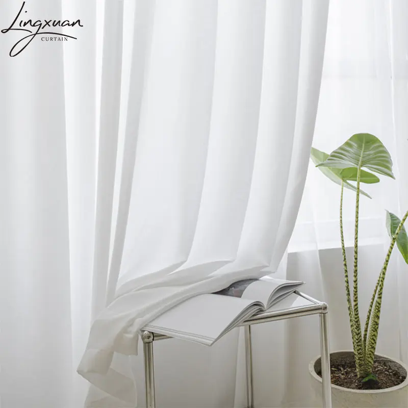 

Modern White Tulle Window Curtains For Living Room Silk Cloth Sheer Voile Curtain For Bedroom Kitchen Soft Gauze Drapes Blinds