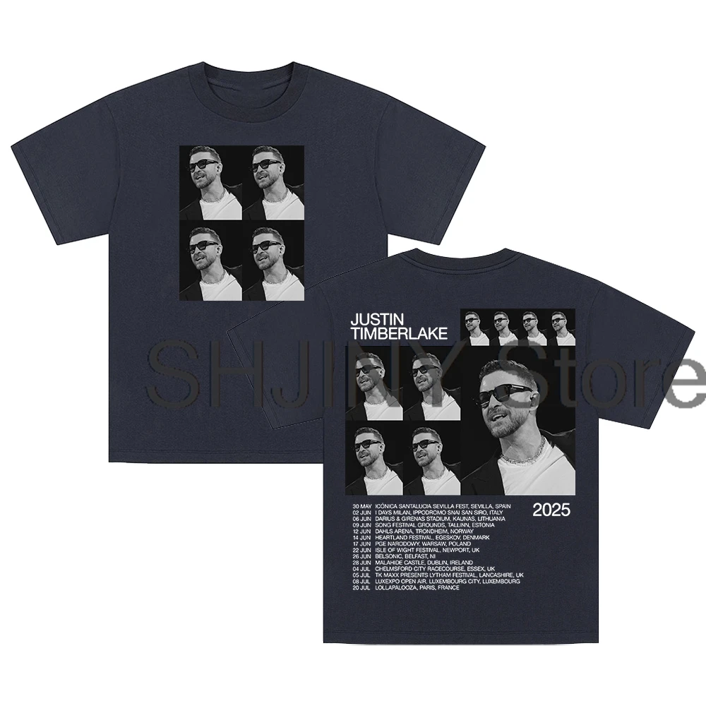 Футболка Justin Timberlake Europe Tour 2025 хлопковая футболка с круглым вырезом и короткими