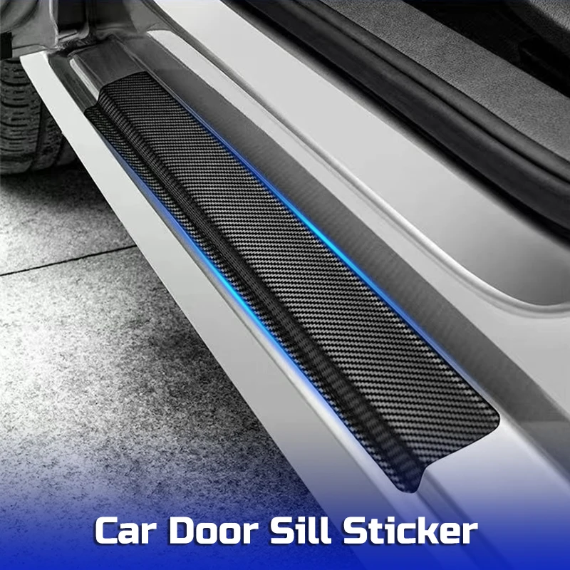 

4pcs Front Rear Car Door Sill Anti Scratch Protector Sticker Film Carbon Pattern 3D PVC Universal Pad Cover Auto Accessories