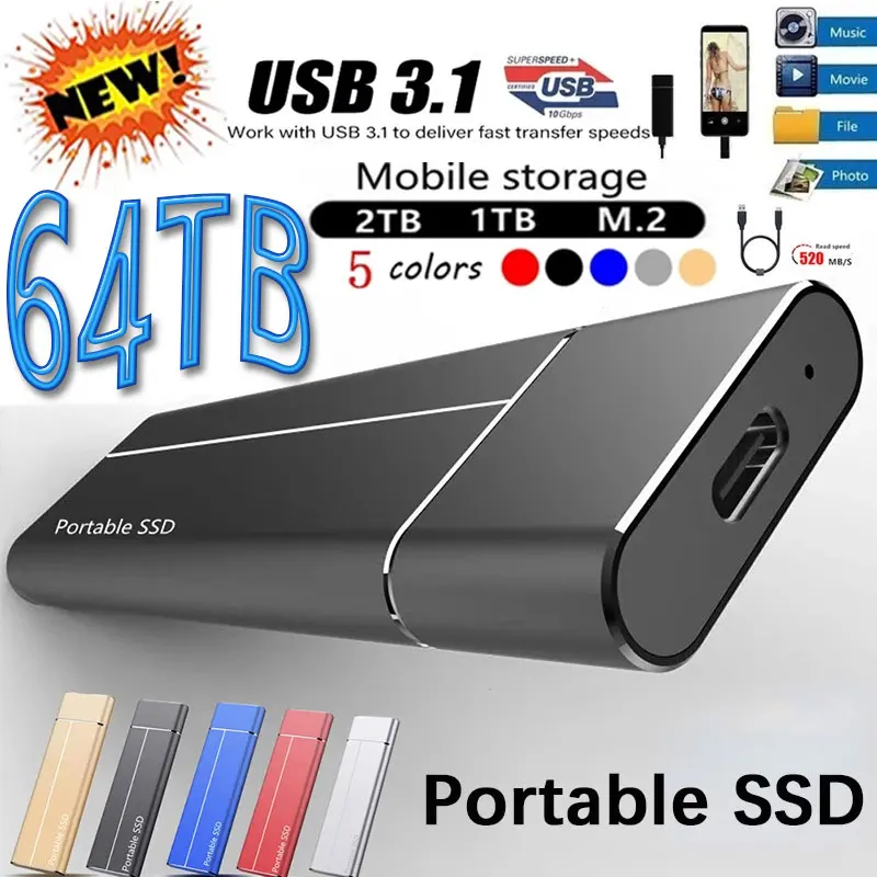 

2023 Original High-speed 16TB 4TB 2TB SSD Portable External Solid State Hard Drive USB3.1 Interface Mobile Hard Drive for Laptop