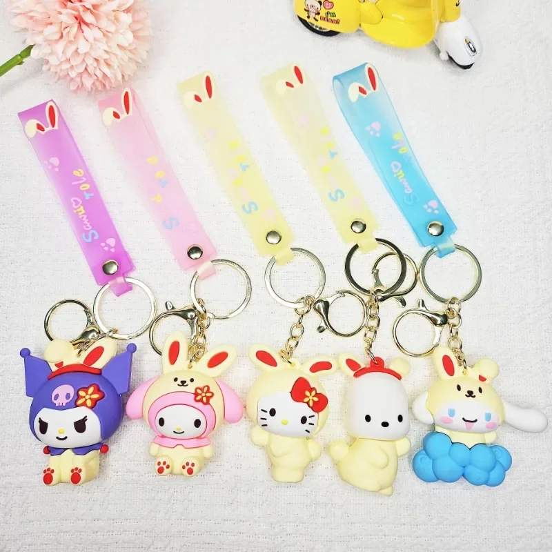 

Kawaii Sanrio Anime Cinnamoroll Pochacco Cute Cartoon Doll Backpack Pendant Decoration Soft Rubber Keychain Gifts for Girls