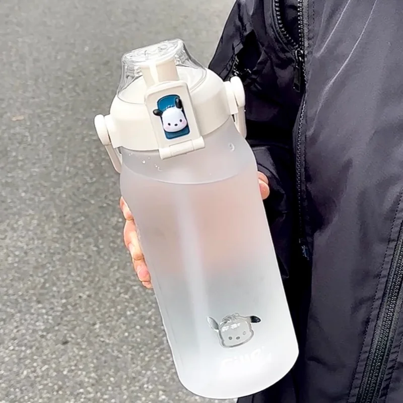 1500ml Sanrio Sports Water Bottle Pachacco Anime Portable Travel with Time Marker Leak-proof Cup Motivational Big Fat Cup Adult