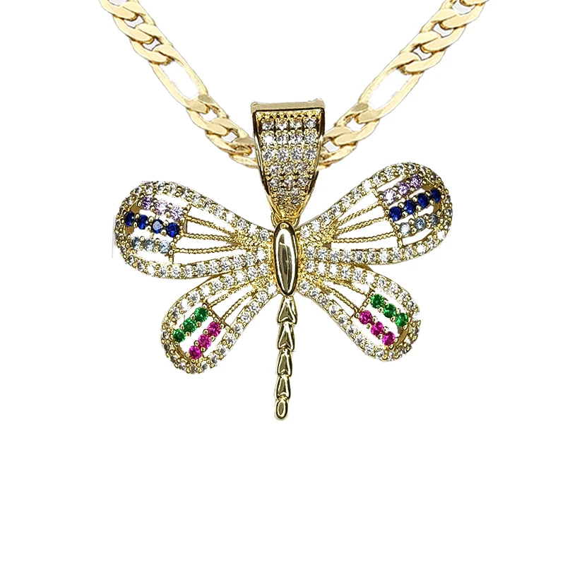 

Романтический Красочный кулон со стрекозой в виде животного, новые милые ювелирные изделия с цирконием и бриллиантами для женщин