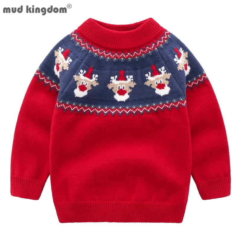 

Mudkingdom Christmas Sweater for Girls Boys Sweaters Pullover Santa Claus Children Clothes Thick Kids Winter Clothing Soft