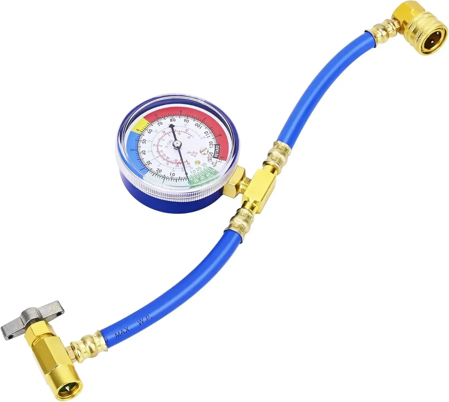 

R134a Автомобильный набор шлангов для зарядки хладагента переменного тока с манометром, 1/2-дюймовый Acme, съемный U-образный шланг для измерения зарядки кондиционера