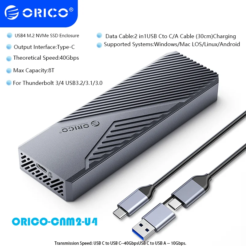 Фото ORICO Вентилируемый алюминиевый корпус для NVMe USB4 40Gbps, поддержка PCIe4.0 до 8 ТБ, совместимость с Thunderbolt 3/4 для Mac Mini iMac №4
