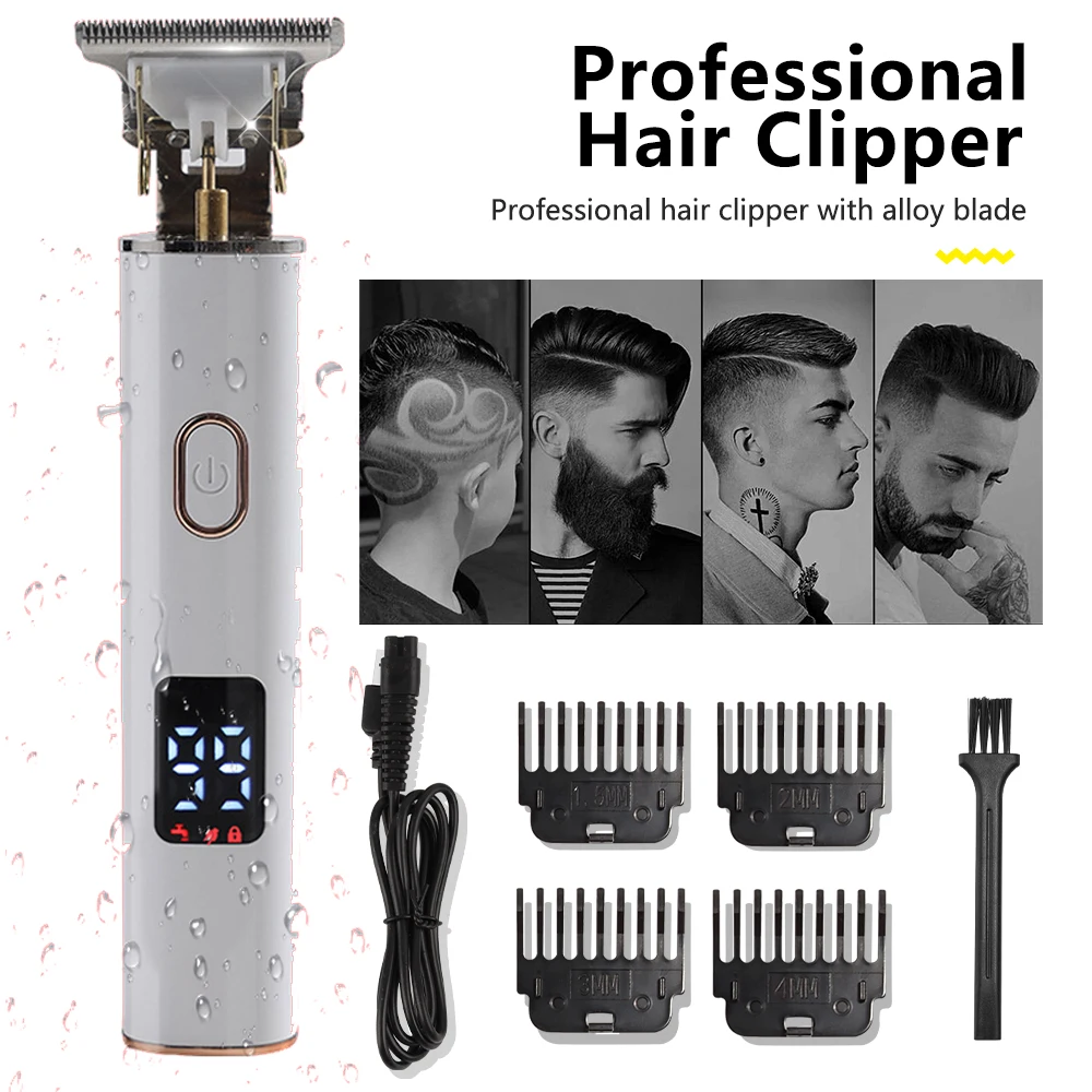 

Electric Hair Clipper IXP4 Waterproof Hot Sale T9 New Cutting Machine LCD Display Rechargeable Man Shaver Trimmer Lighter Beard