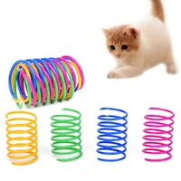 4pcs interactive cat spring toys kitten flexible plastic color coil spiral springs cat action funny toys pet supplies
