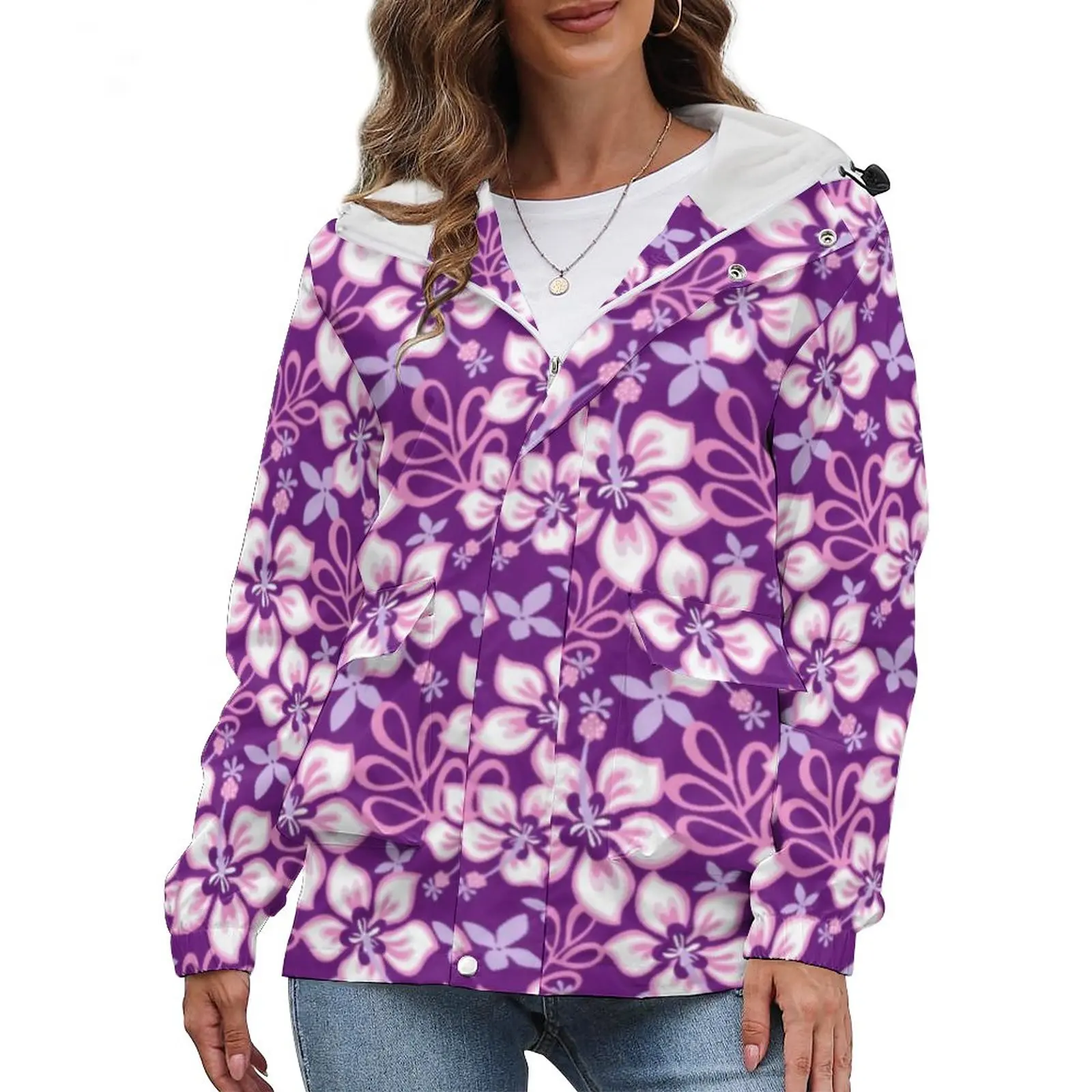 

Куртка женская зимняя с тропическим цветочным принтом, 3XL, 4XL, 5XL
